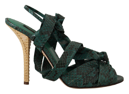 Sandali con cinturino in pitone verde Dolce &amp; Gabbana
