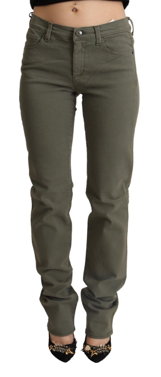 Jeans skinny in cotone a vita bassa grigio Ermanno Scervino
