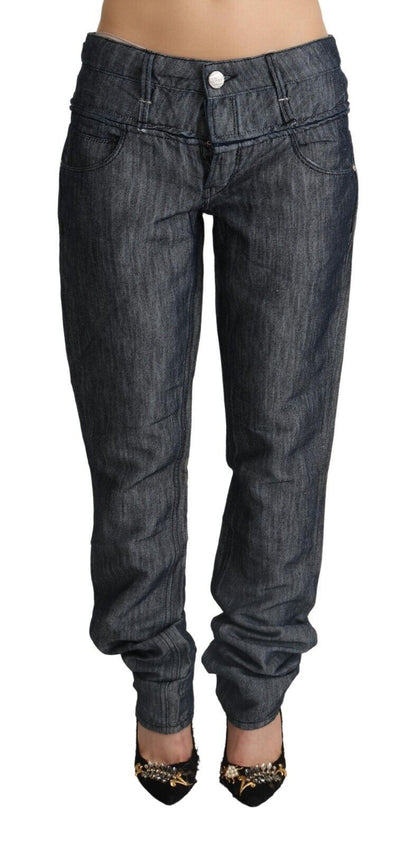 Jeans dritti in denim a vita media e larga grigio scuro Acht Ramie