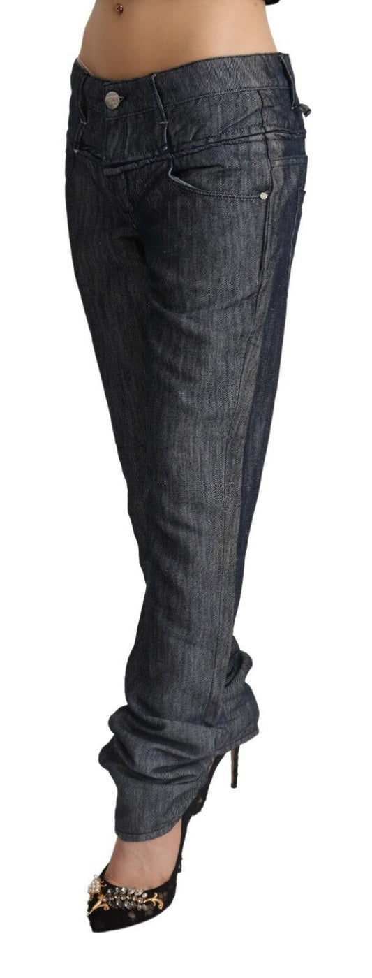Jeans dritti in denim a vita media e larga grigio scuro Acht Ramie