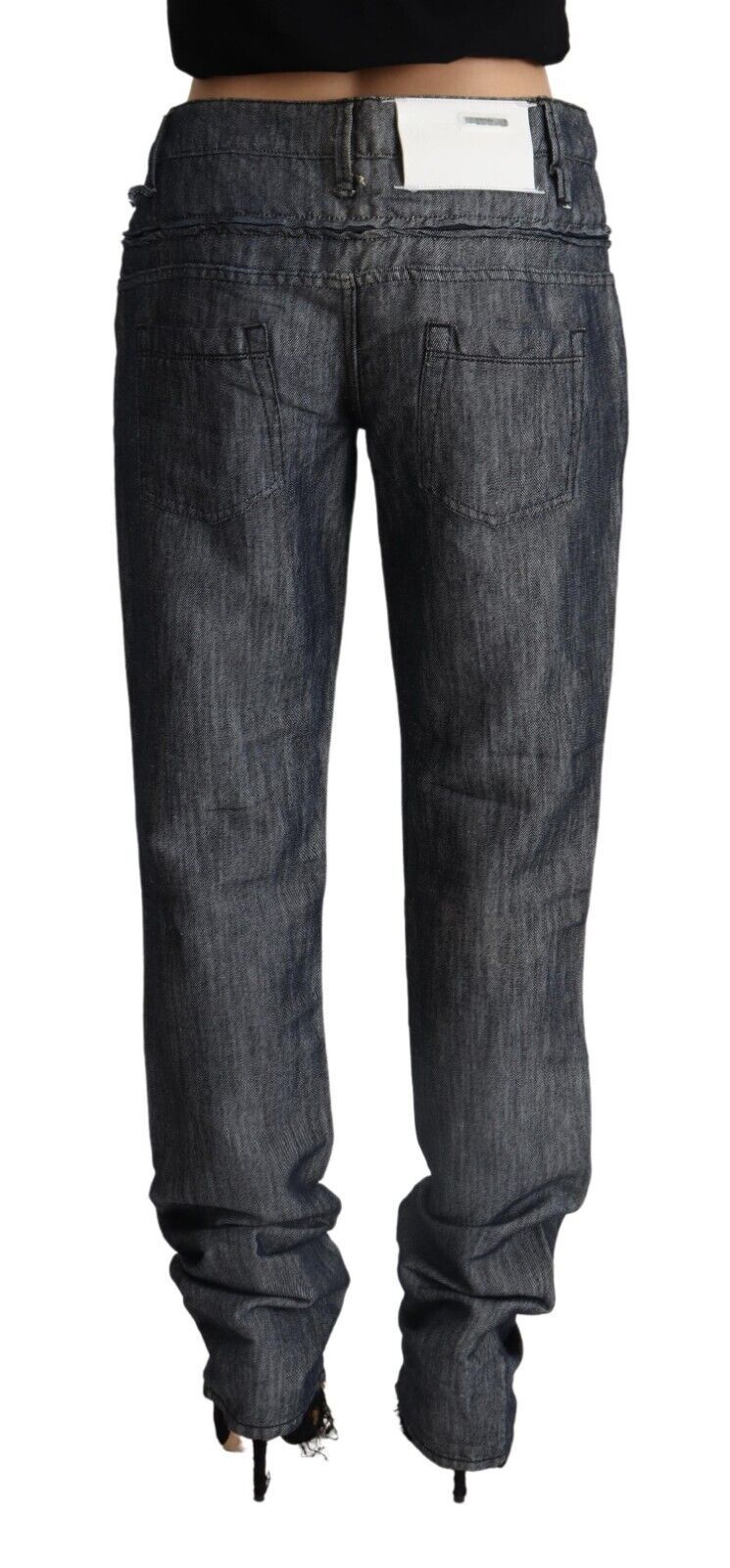 Jeans dritti in denim a vita media e larga grigio scuro Acht Ramie