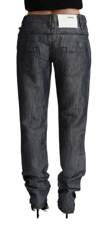 Jeans dritti in denim a vita media e larga grigio scuro Acht Ramie