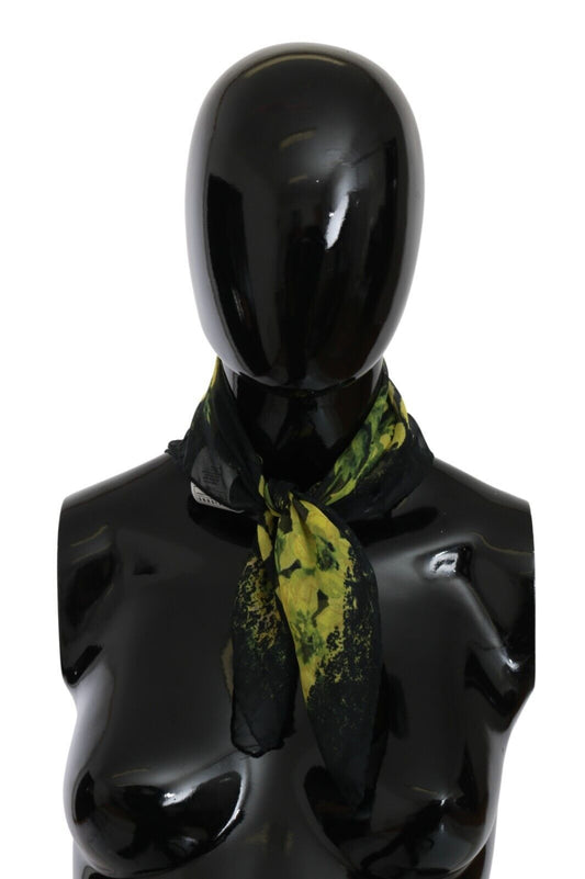 Sciarpa foulard con scialle e stampa floreale nera e gialla GF Ferre