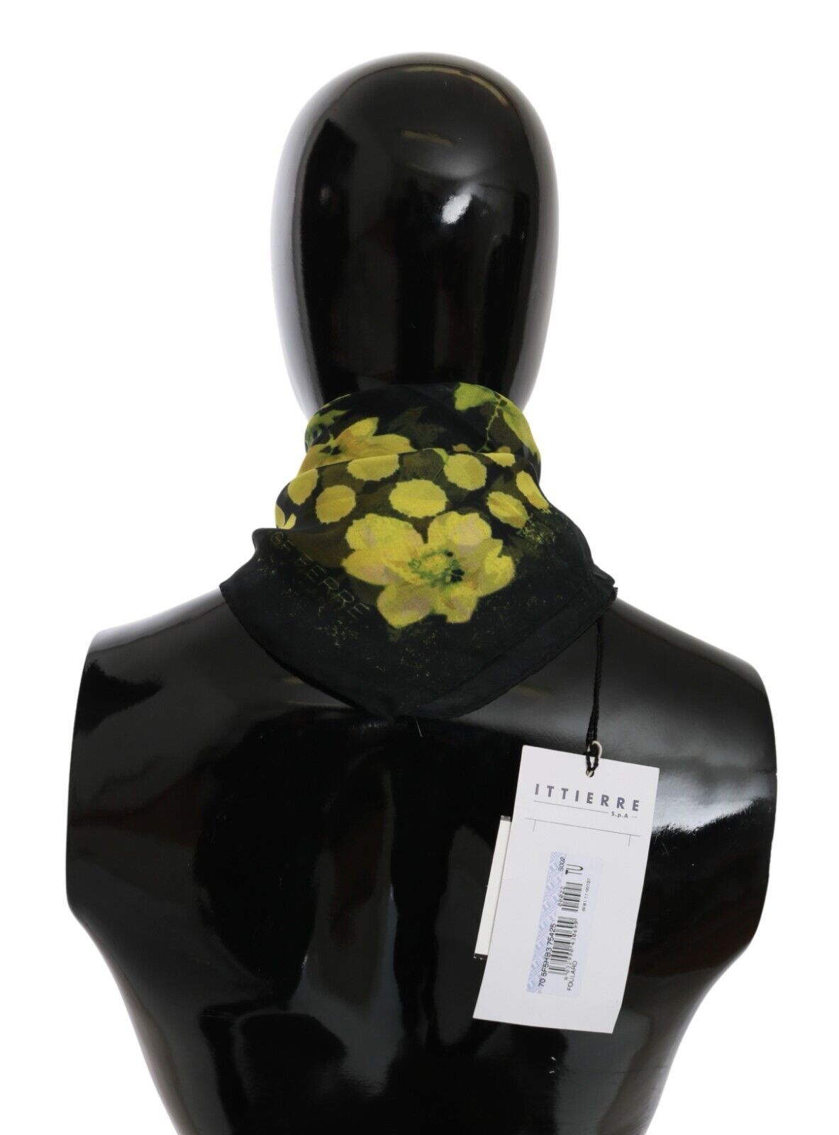 Sciarpa foulard con scialle e stampa floreale nera e gialla GF Ferre