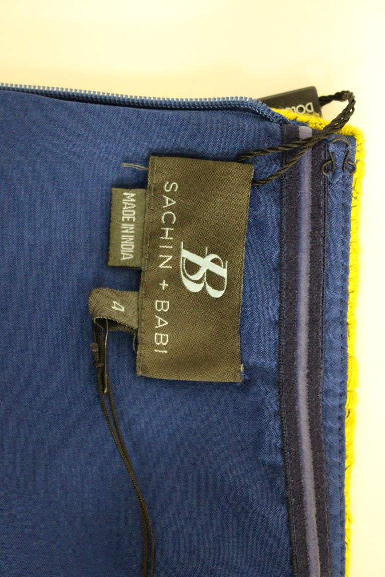 Sachin &amp; Babi Mini abito a trapezio senza spalline blu e giallo