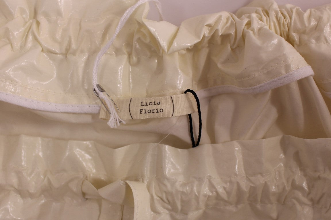 Gonna elasticizzata sopra il ginocchio bianca di Licia Florio con cinturino in vita