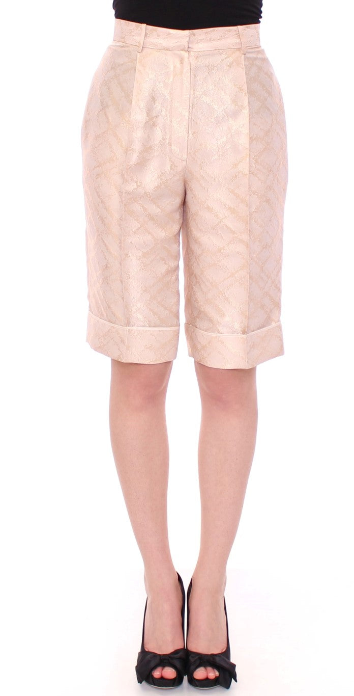 Pantaloncini sopra il ginocchio in broccato beige Zeyneptosun