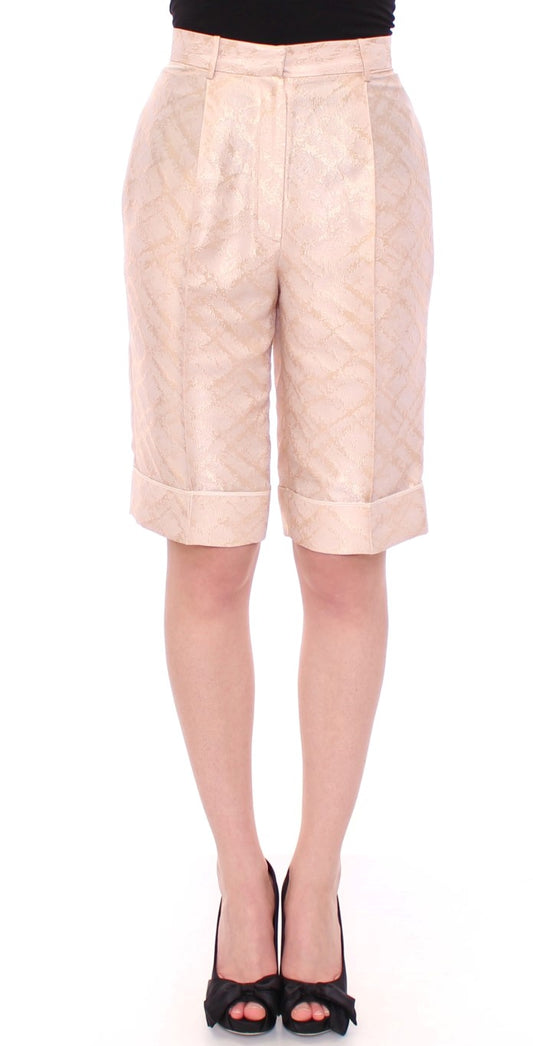 Pantaloncini sopra il ginocchio in broccato beige Zeyneptosun