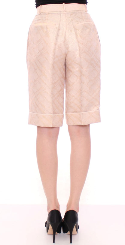 Pantaloncini sopra il ginocchio in broccato beige Zeyneptosun