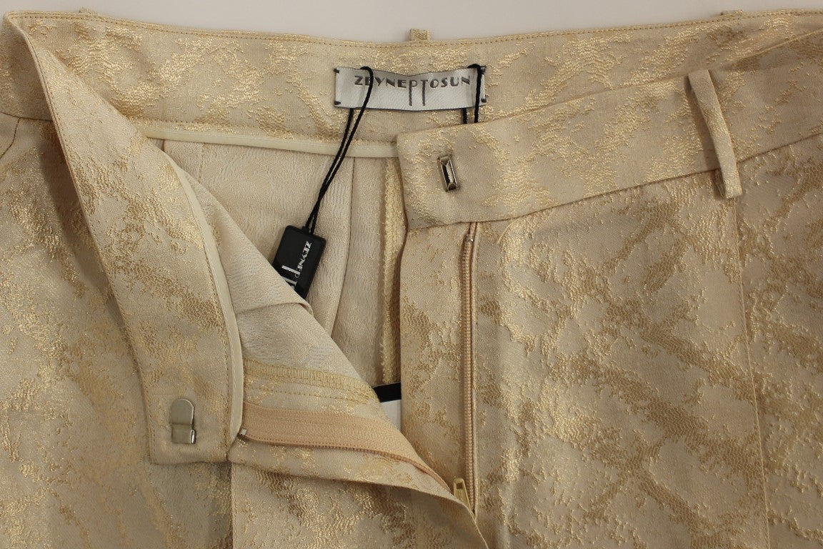 Pantaloncini sopra il ginocchio in broccato beige Zeyneptosun