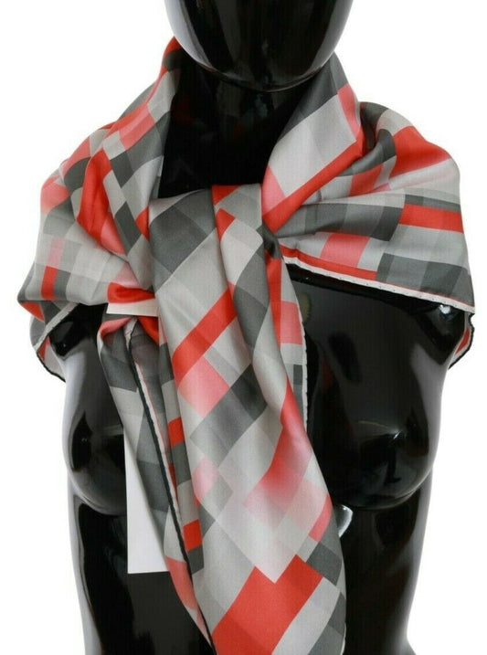 Sciarpa foulard in seta grigio-rossa Costume National