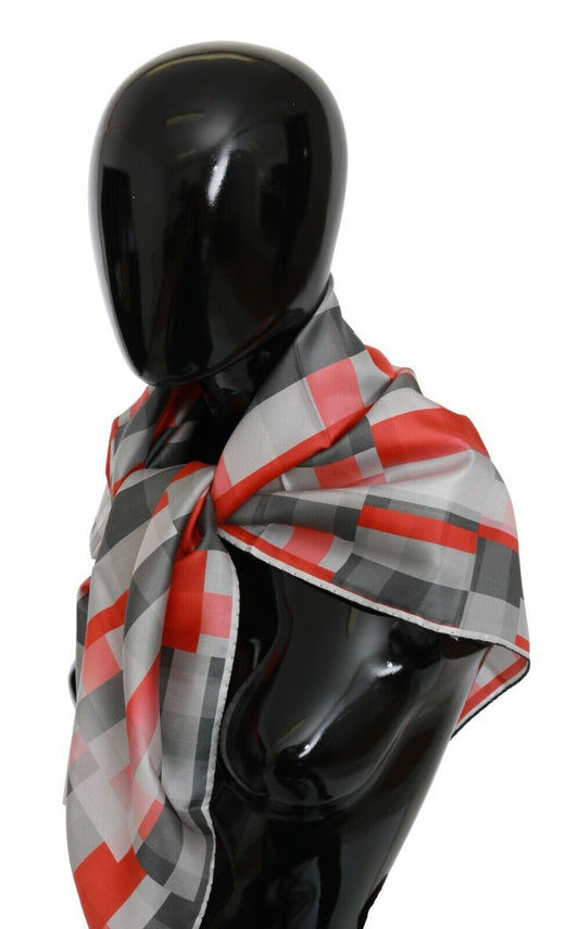 Sciarpa foulard in seta grigio-rossa Costume National
