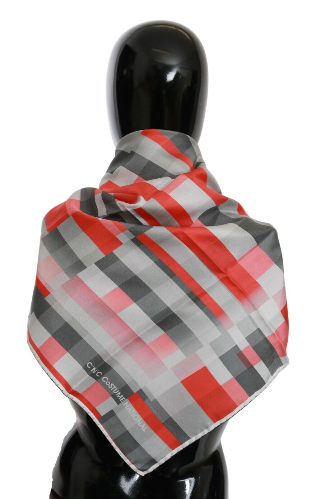 Sciarpa foulard in seta grigio-rossa Costume National