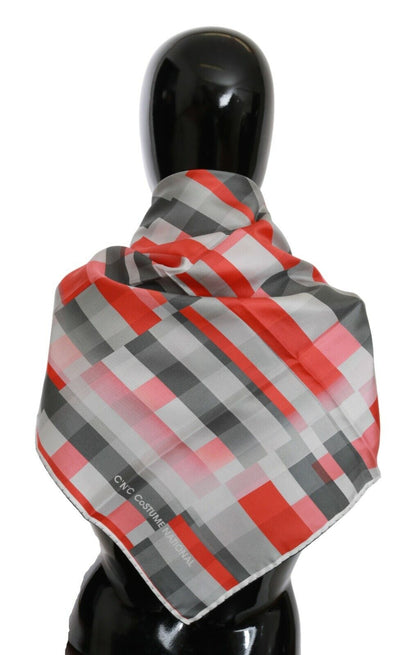 Sciarpa foulard in seta grigio-rossa Costume National