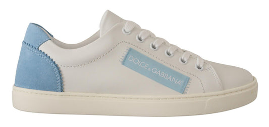 Dolce &amp; Gabbana Scarpe da ginnastica basse in pelle bianca e blu