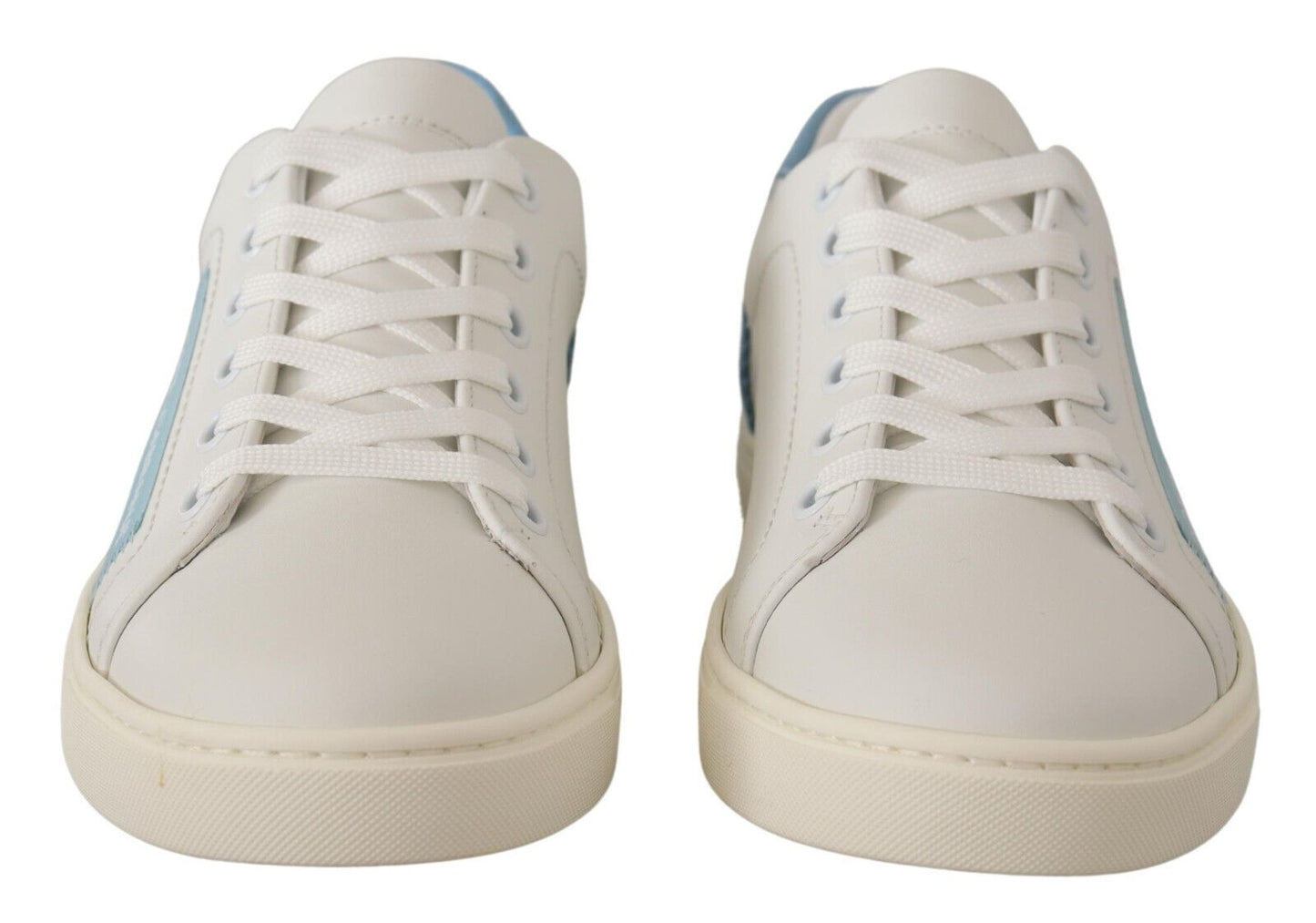 Dolce &amp; Gabbana Scarpe da ginnastica basse in pelle bianca e blu