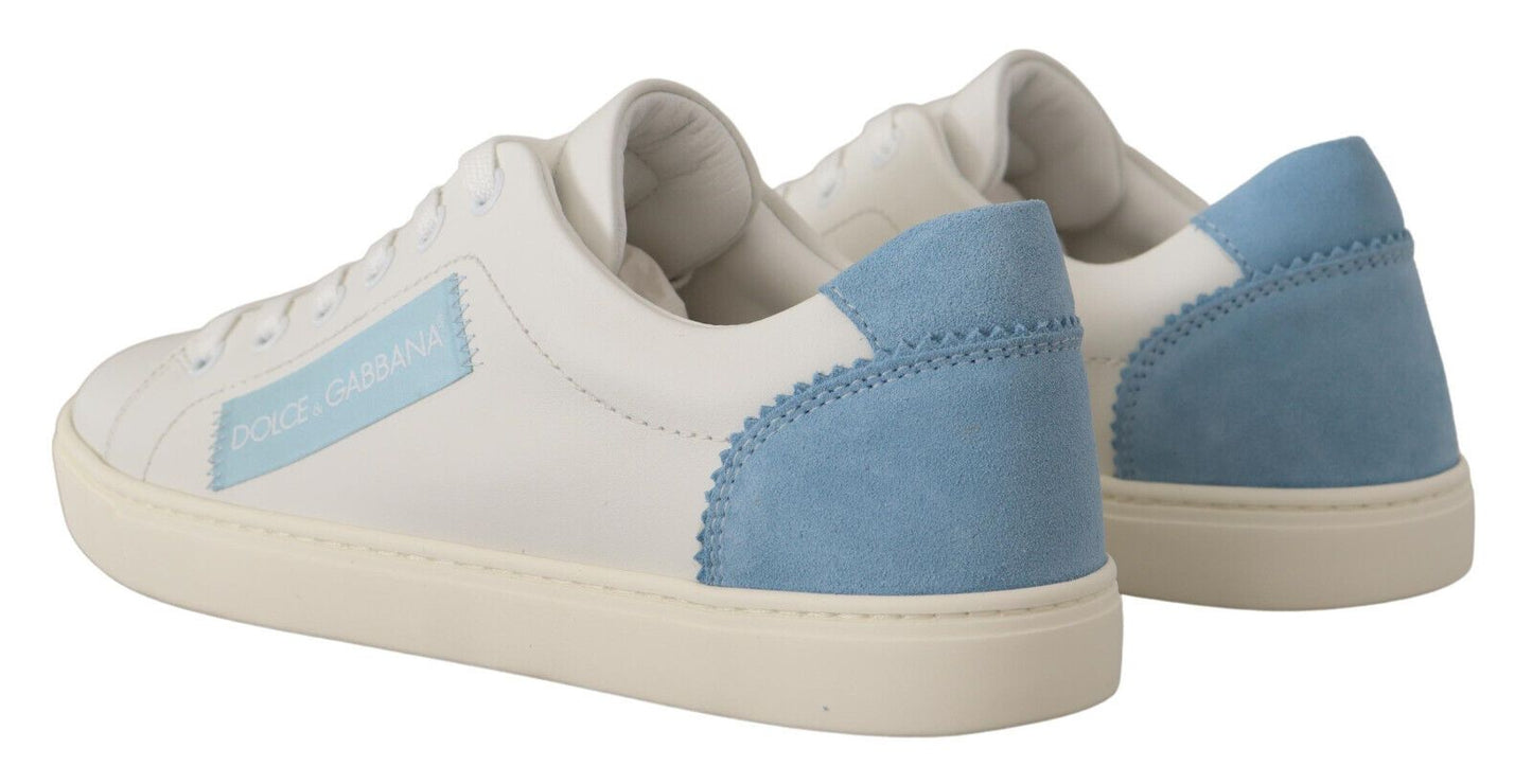 Dolce &amp; Gabbana Scarpe da ginnastica basse in pelle bianca e blu