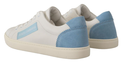 Dolce &amp; Gabbana Scarpe da ginnastica basse in pelle bianca e blu