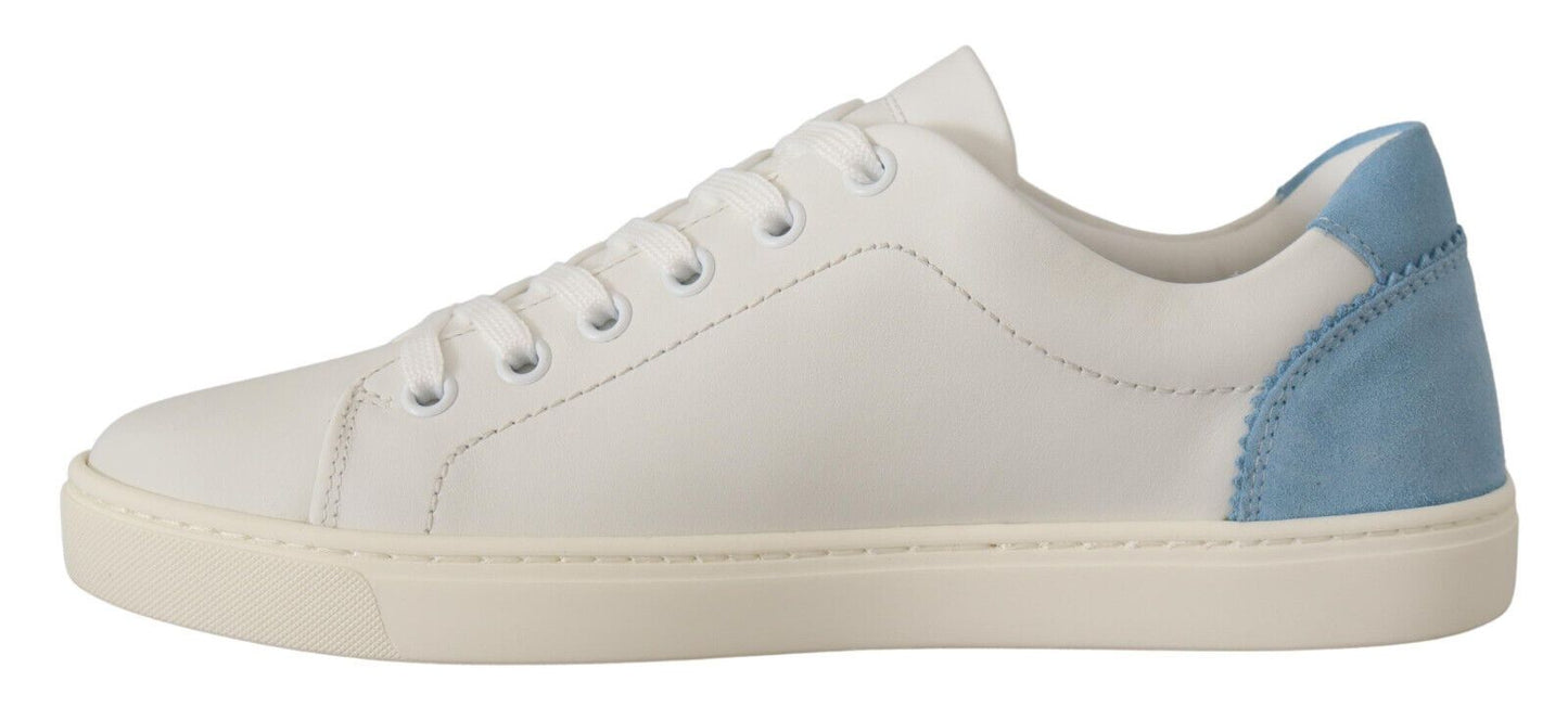 Dolce &amp; Gabbana Scarpe da ginnastica basse in pelle bianca e blu