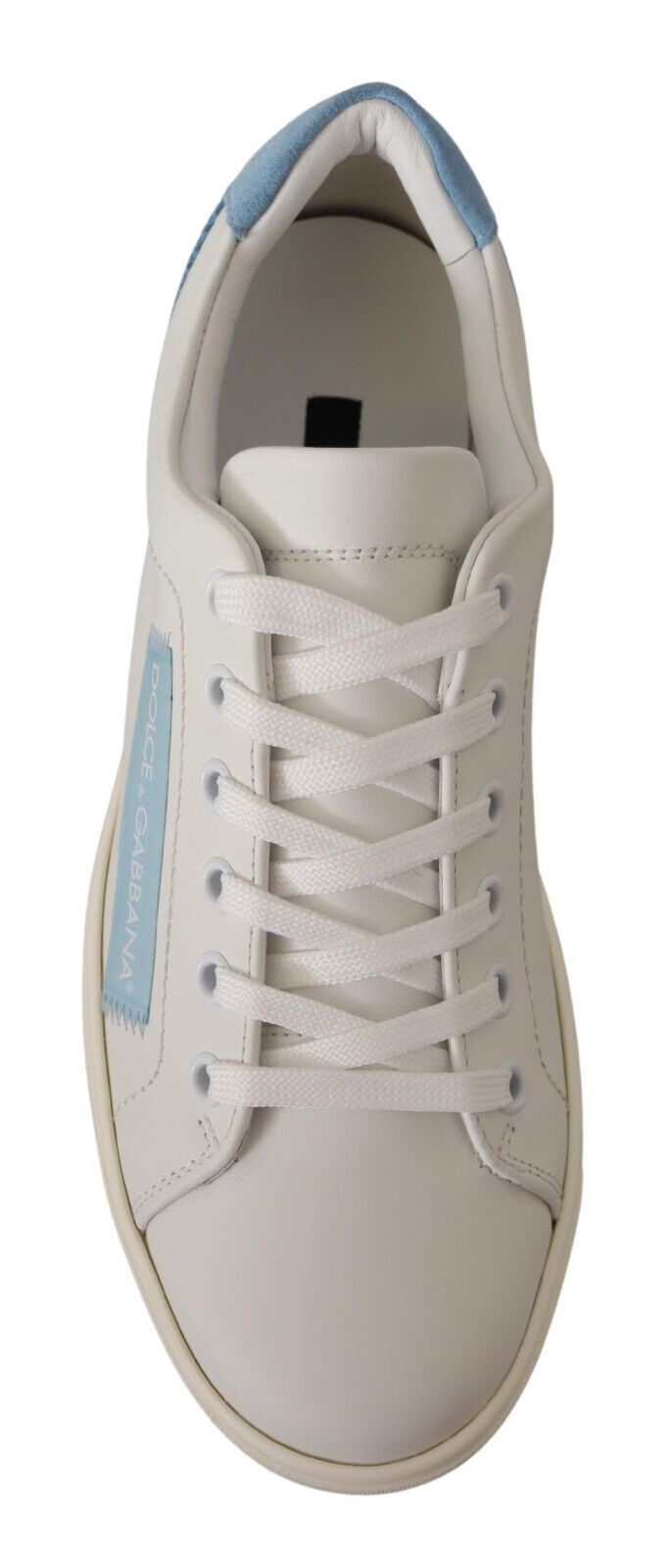 Dolce &amp; Gabbana Scarpe da ginnastica basse in pelle bianca e blu