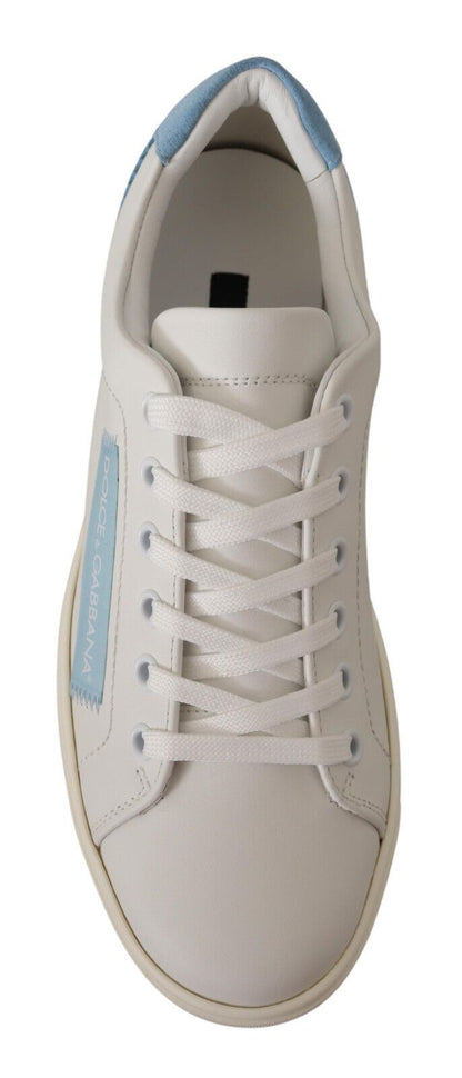 Dolce &amp; Gabbana Scarpe da ginnastica basse in pelle bianca e blu