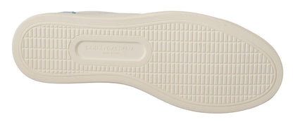 Dolce &amp; Gabbana Scarpe da ginnastica basse in pelle bianca e blu