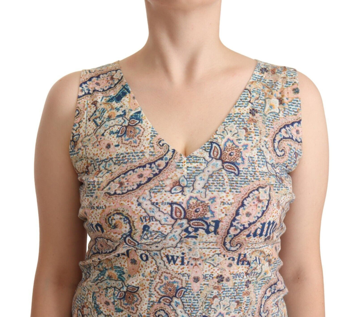 Canotta senza maniche con scollo a V in cotone multicolore John Galliano