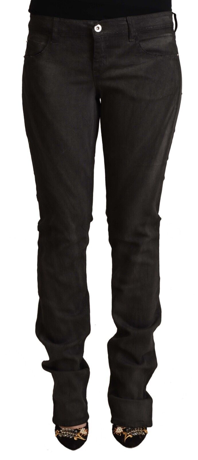 Pantaloni skinny a vita media in cotone nero Costume National