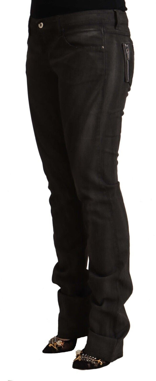 Pantaloni skinny a vita media in cotone nero Costume National