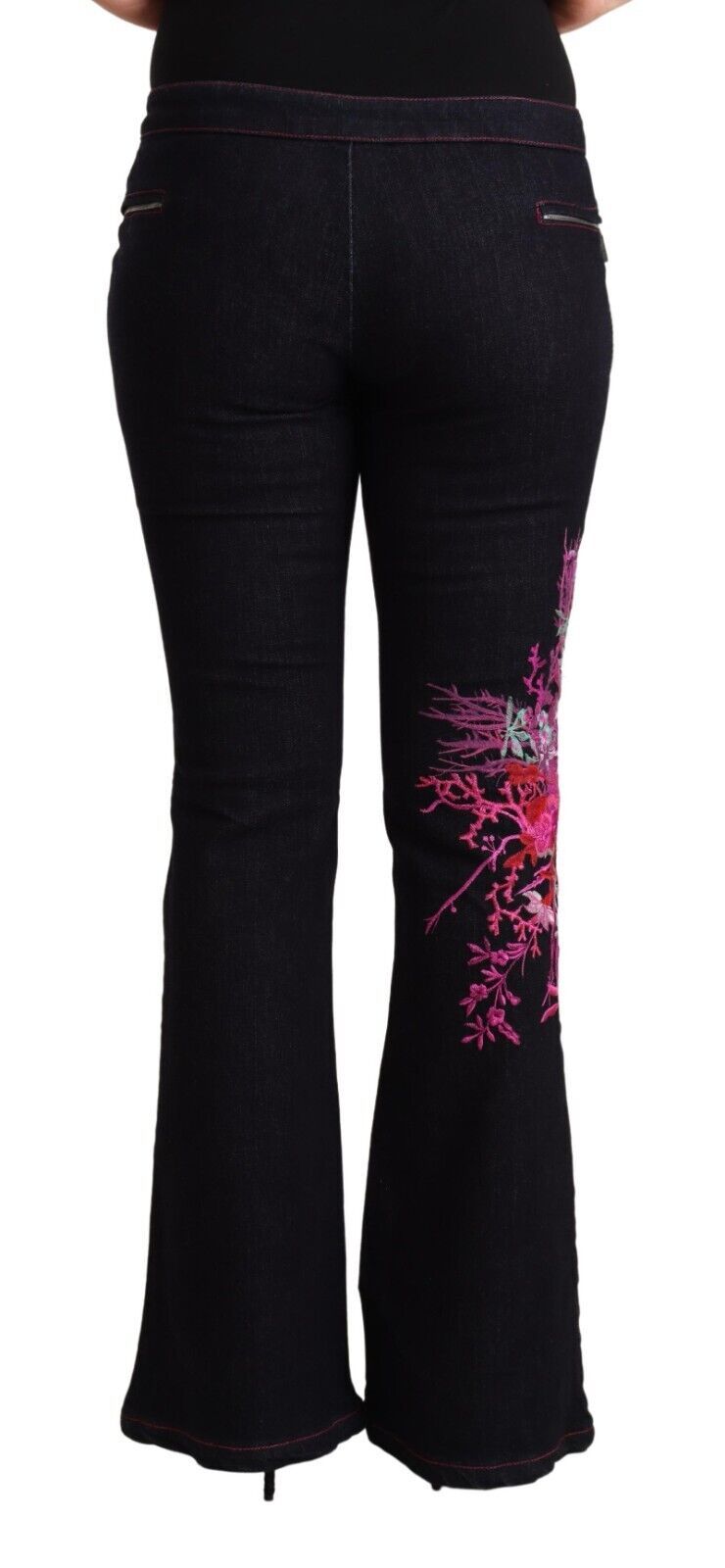 Jeans svasati in cotone nero Exte a vita media