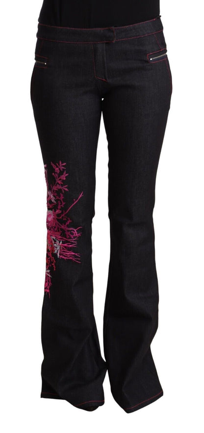 Jeans svasati in cotone elasticizzato nero Exte a vita media