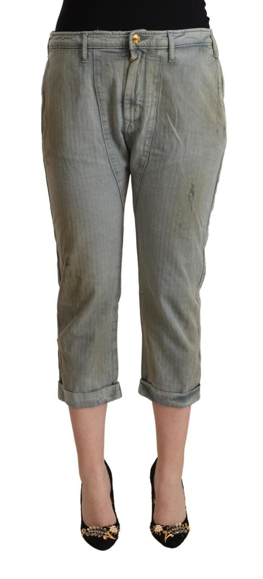 Pantaloni skinny cropped a vita media in 100% cotone grigio CYCLE