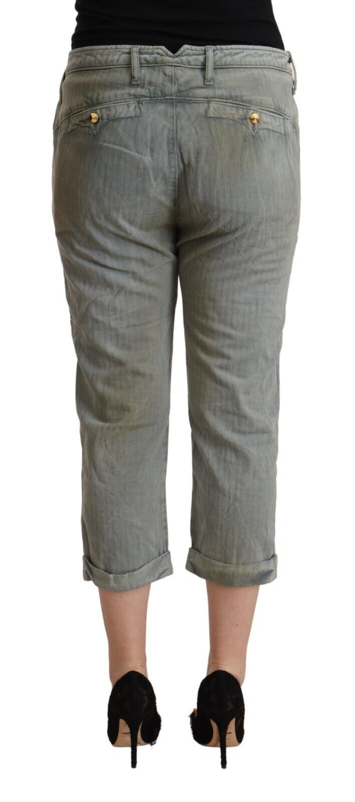 Pantaloni skinny cropped a vita media in 100% cotone grigio CYCLE