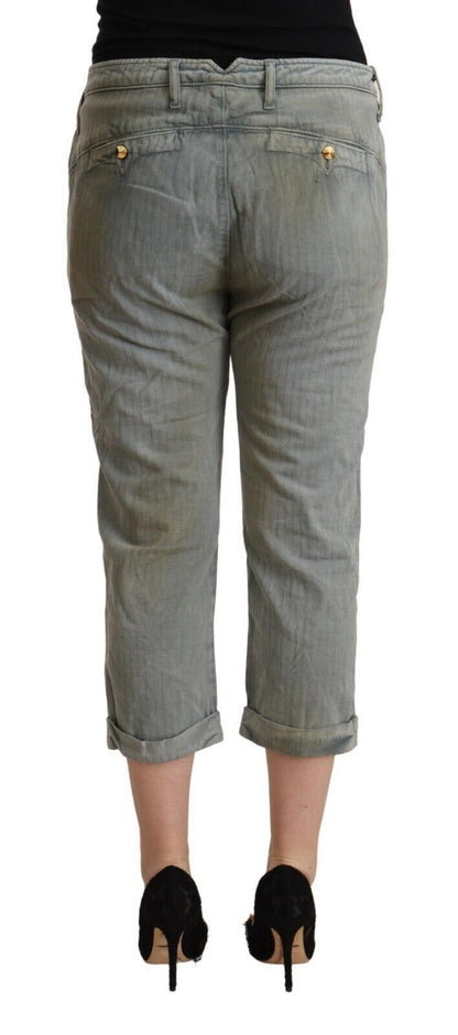 Pantaloni skinny cropped a vita media in 100% cotone grigio CYCLE