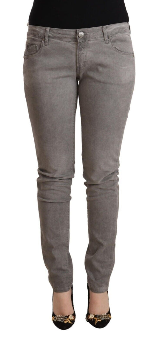 Jeans slim fit in cotone lavato grigio chiaro Acht