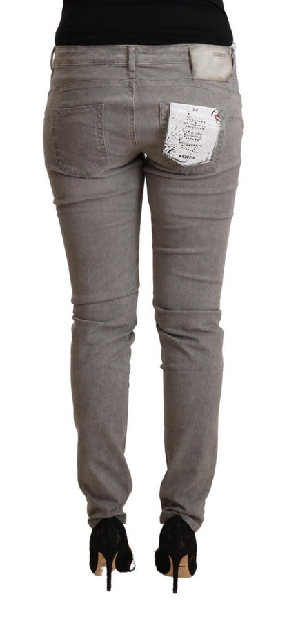 Jeans slim fit in cotone lavato grigio chiaro Acht