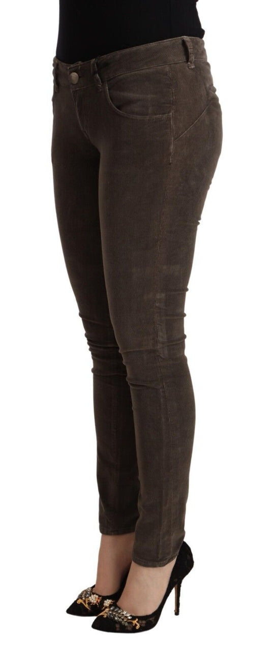 Jeans a vita bassa in denim slim fit in cotone marrone Acht