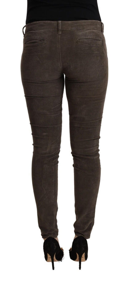Jeans a vita bassa in denim slim fit in cotone marrone Acht