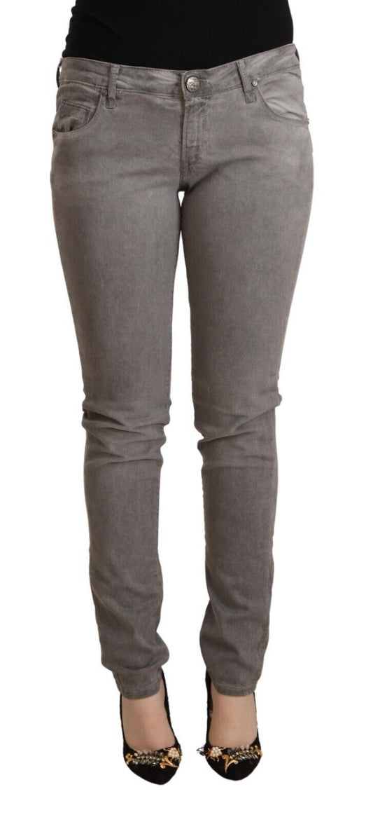 Jeans skinny push-up a vita bassa in cotone grigio chiaro