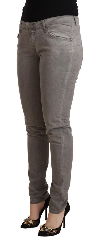Jeans skinny push-up a vita bassa in cotone grigio chiaro