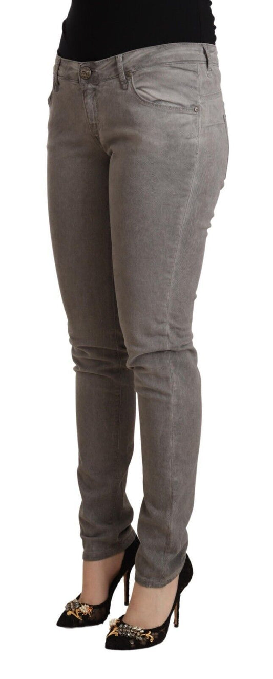 Jeans skinny push-up a vita bassa in cotone grigio chiaro