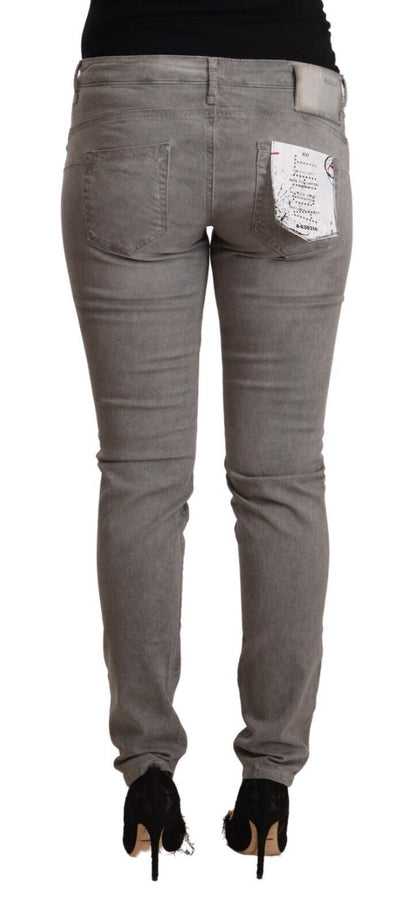 Jeans skinny push-up a vita bassa in cotone grigio chiaro