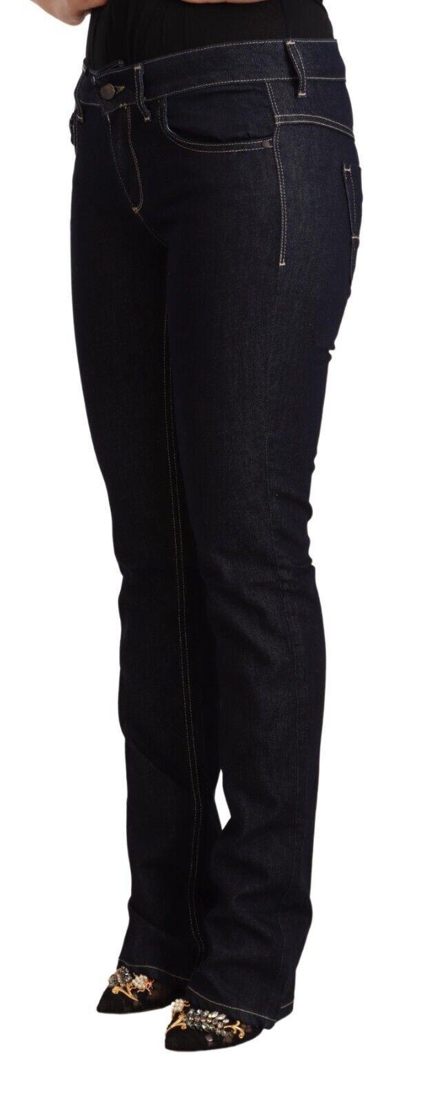 Jeans skinny a vita bassa in cotone elasticizzato nero GF Ferre