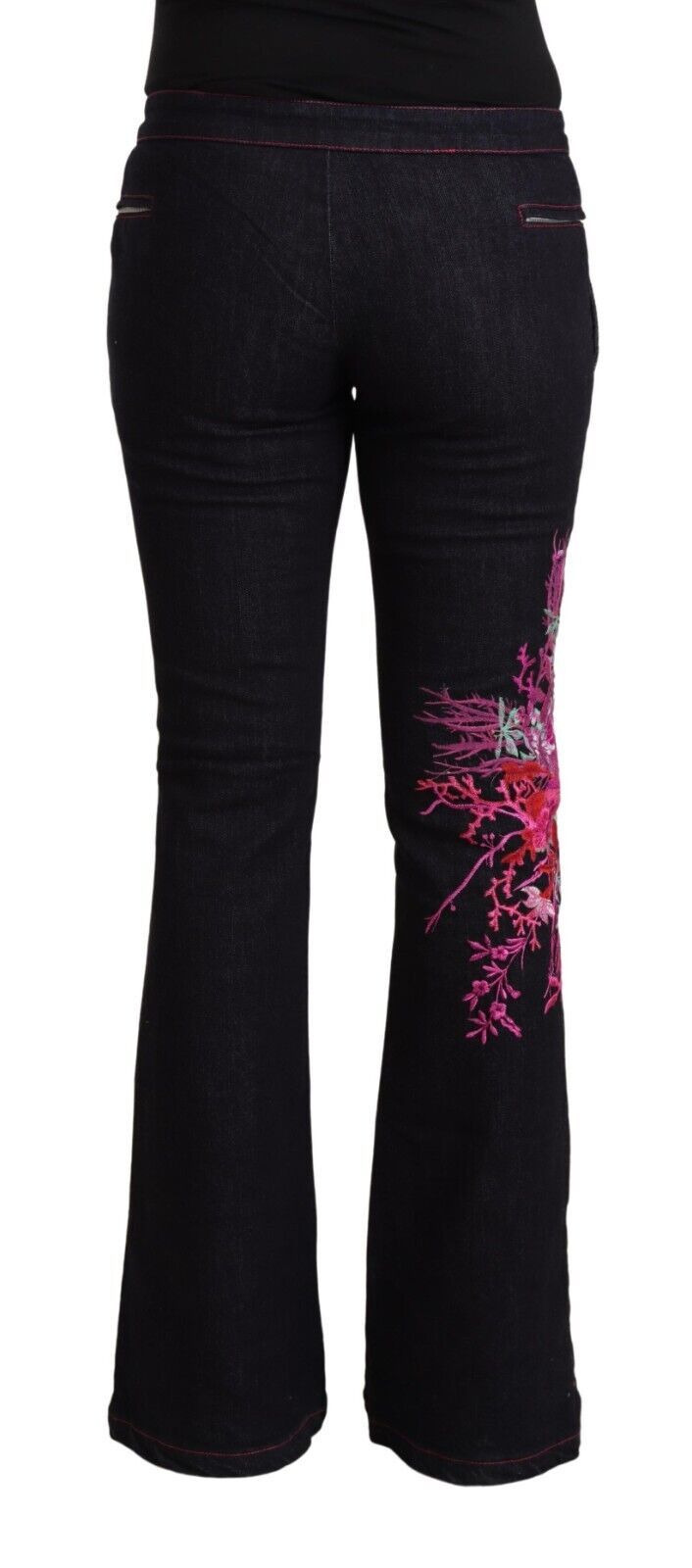 Jeans svasati in cotone elasticizzato nero Exte a vita media