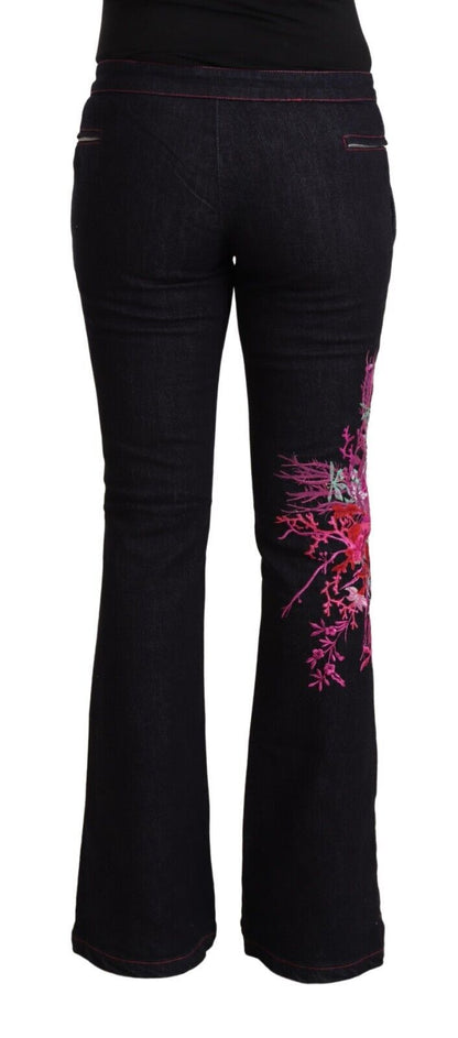 Jeans svasati in cotone elasticizzato nero Exte a vita media