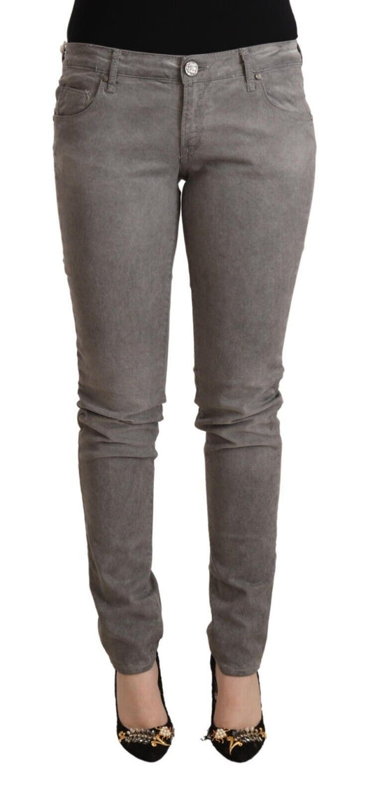Jeans skinny push-up a vita bassa in cotone grigio chiaro