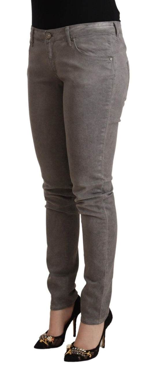 Jeans skinny push-up a vita bassa in cotone grigio chiaro