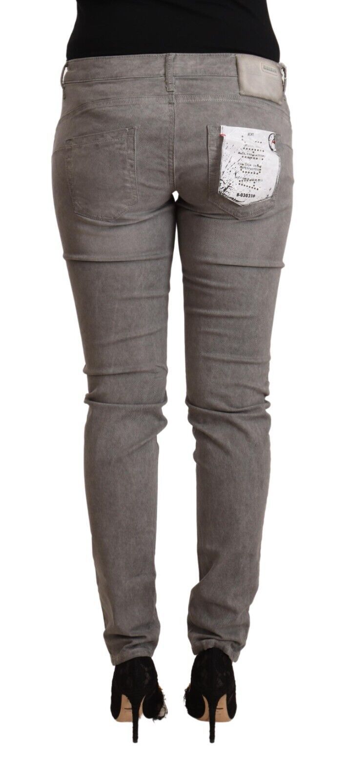Jeans skinny push-up a vita bassa in cotone grigio chiaro