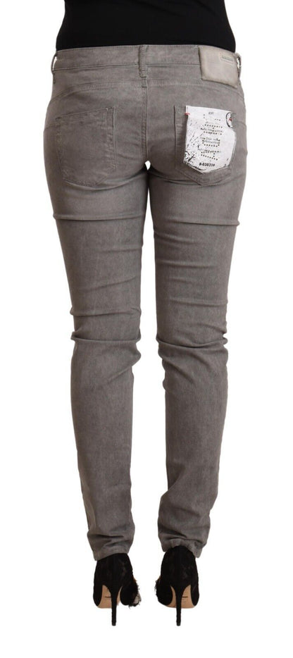 Jeans skinny push-up a vita bassa in cotone grigio chiaro