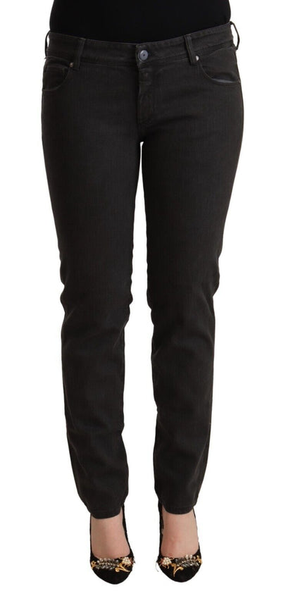 Jeans skinny in denim di cotone a vita bassa neri Ermanno Scervino